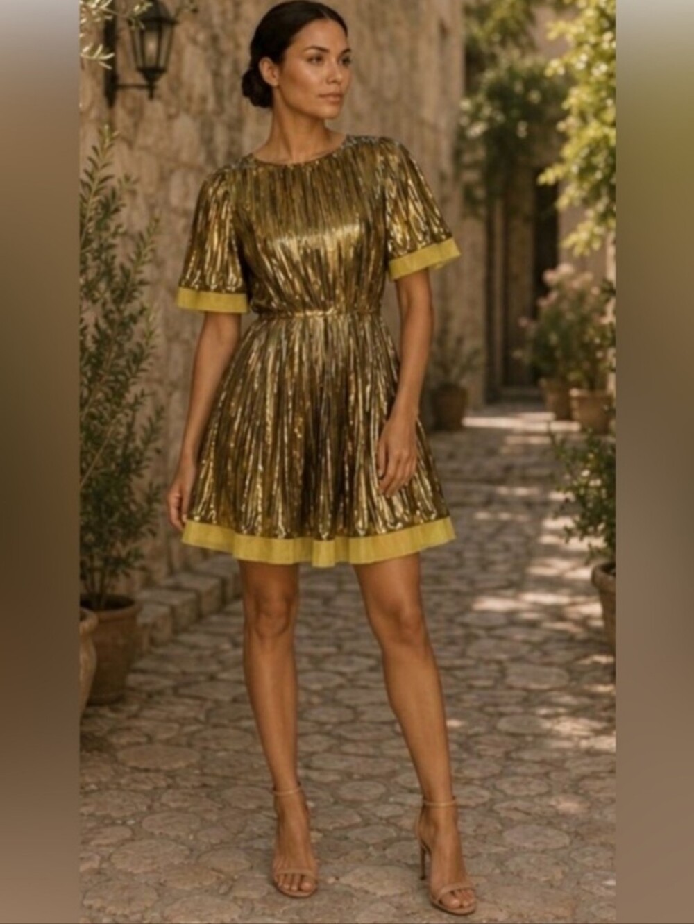 Metallic Gold Medium Dress Disco - Retro - Greek Goddess - Halloween 🎃 Party